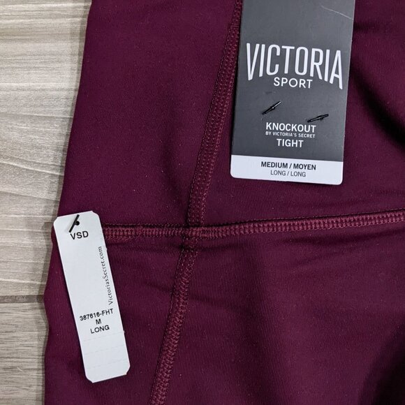 Victoria Secret Sport Knockout Criss Cross Wine Colored Leggings - Picture 6 of 7
